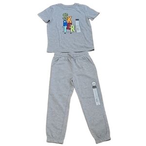 OKIE DOKIE TODDLER BOYS GRAY SHORT SLEEVE SKATER TEE SHIRT & SWEATPANTS 5T